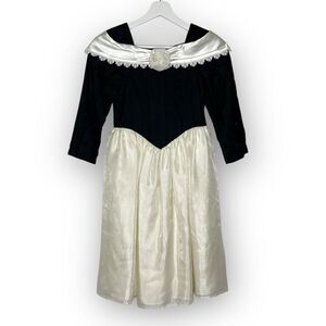 Eve Too! Byer California Vintage Dress Girls Size 6X Velvet Satin Black Cream